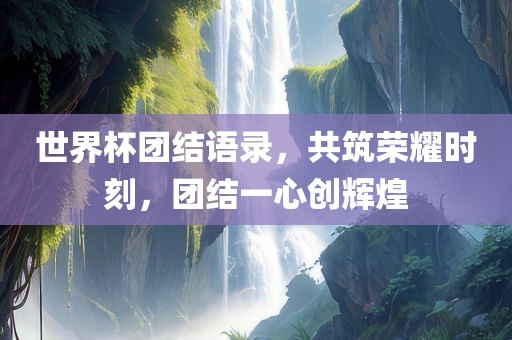 世界杯团结语录，共筑荣耀时刻，团结一心创辉煌广西贺州市华昌新材料有限公司