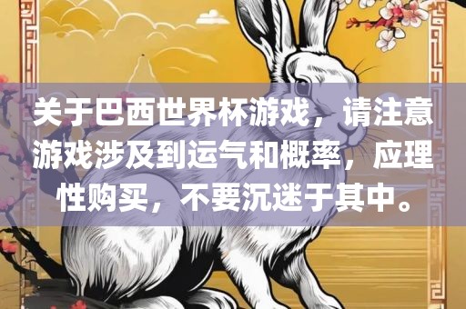 关于巴西世界杯游戏，请注意游戏涉及到运气和概率，应理性购买，不要沉迷于其中。