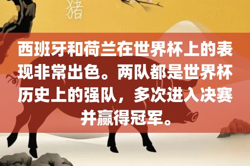 西班牙和荷兰在世界杯上的表现非常出色。两队都是世界杯历史上的强队，多次进入决赛并赢得冠军。