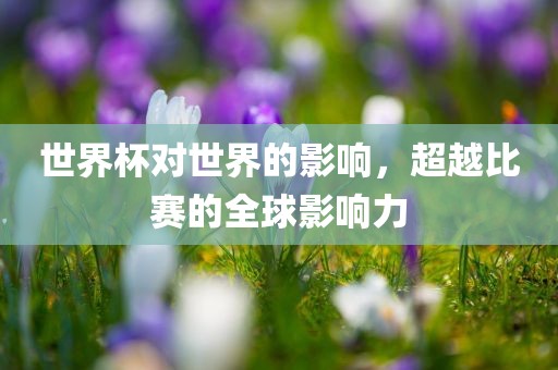 世界杯对世界的影响，超越比赛的全球影响力