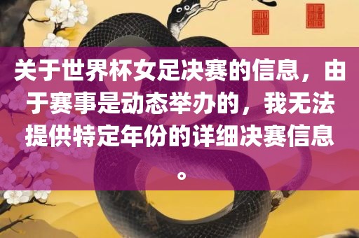 关于世界杯女足决赛的信息，由于赛事是动态举办的，我无法提供特定年份的详细决赛信息。