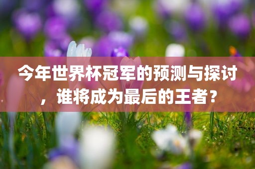 今年世界杯冠军的预测与探讨，谁将成为最后的王者？