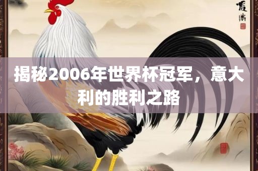 揭秘2006年世界杯冠军，意大利的胜利之路