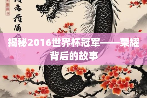 揭秘2016世界杯冠军——荣耀背广西贺州市华昌新材料有限公司后的故事