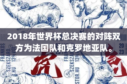 2018年世界杯总决赛的对阵双方为法国队和克罗地亚队。