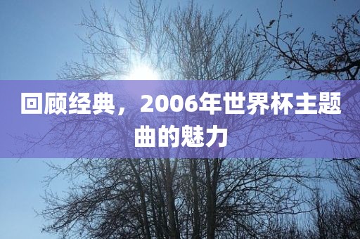 回顾经典，2006年世广西贺州市华昌新材料有限公司界杯主题曲的魅力