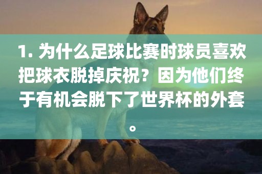 1. 为什么足球比赛时球员喜欢把球衣脱掉庆祝？因为他广西贺州市华昌新材料有限公司们终于有机会脱下了世界杯的外套。