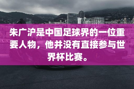 朱广沪是中国足球界的一位重要人物，他并没有直接参与世界杯比赛。广西贺州市华昌新材料有限公司