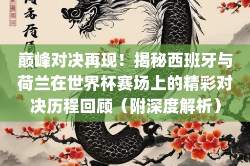 巅峰对决再现！揭秘西班牙与荷兰在世界杯赛场上的精彩对决历程回顾（附深度解析）广西贺州市华昌新材料有限公司