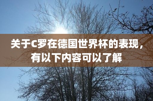 关于C罗在德国世界杯的表现，有以下内容可以了解