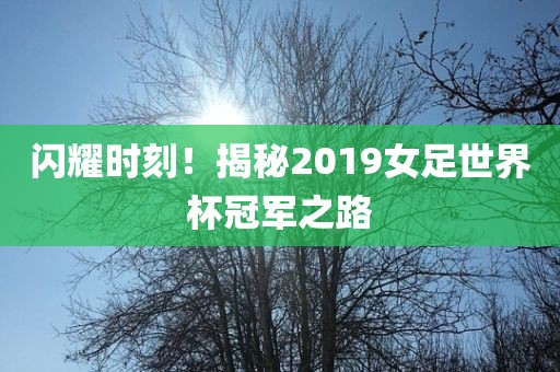 闪耀时刻！揭秘2019女足世界杯冠军之路