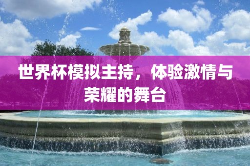 世界杯模拟主持，体验激情与荣耀的舞台广西贺州市华昌新材料有限公司
