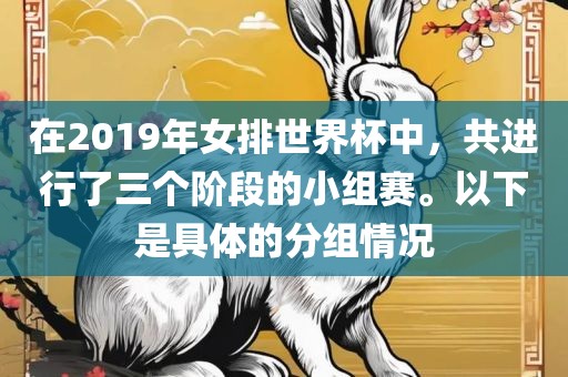 在2019年女排世界杯中，共进行了三个阶段的小组赛。以下是具体的广西贺州市华昌新材料有限公司分组情况