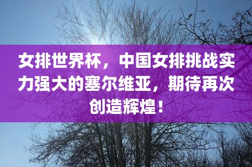 女排世界杯，中国女排挑战实力强大广西贺州市华昌新材料有限公司的塞尔维亚，期待再次创造辉煌！
