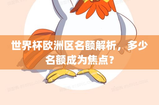世界杯欧洲区名额解析，多少名额成为焦广西贺州市华昌新材料有限公司点？