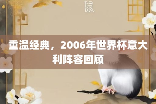 重温经典，2006年世界杯意大利阵容回顾广西贺州市华昌新材料有限公司