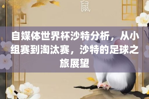 自媒体世界杯沙特分析，从小组赛到淘汰赛，沙特的足球之旅展望广西贺州市华昌新材料有限公司
