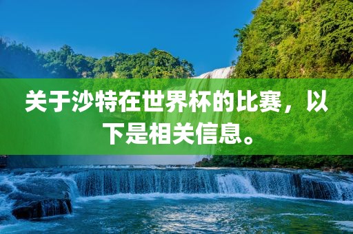 关于沙特在世界杯的比赛，以下是相关信息。广西贺州市华昌新材料有限公司