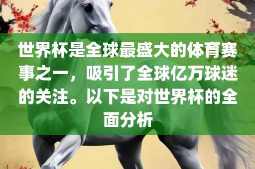 世界杯是全球最盛大的体育赛事之一，吸引了全球亿万球迷的关注。以下是对世界杯的全面分析